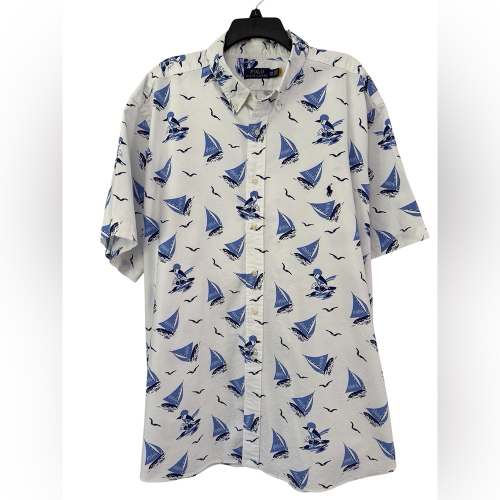 Polo Ralph Lauren Nautical Blue & White Button Down Shirt Size 3XB